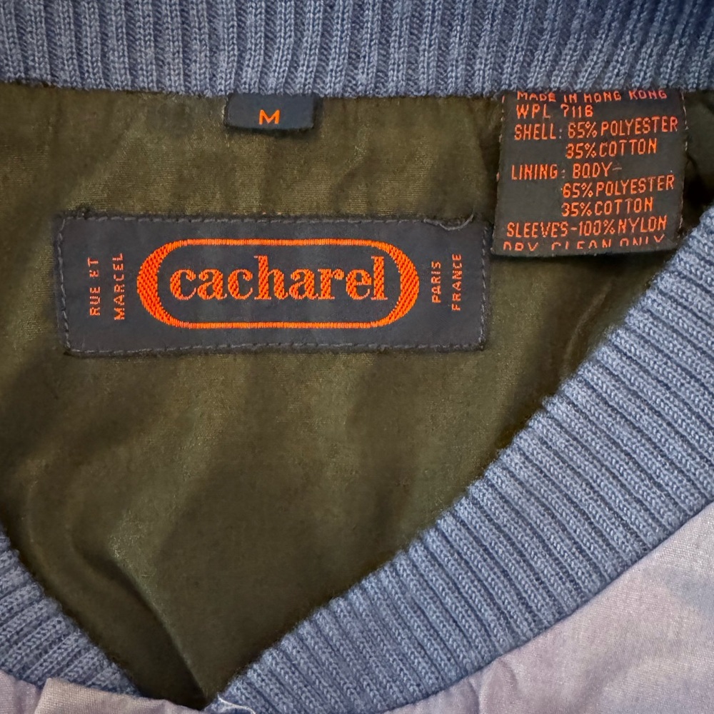 Vintage MINT Designer Cacharel Paris Light Blue Jacket, Made in Hong Kong